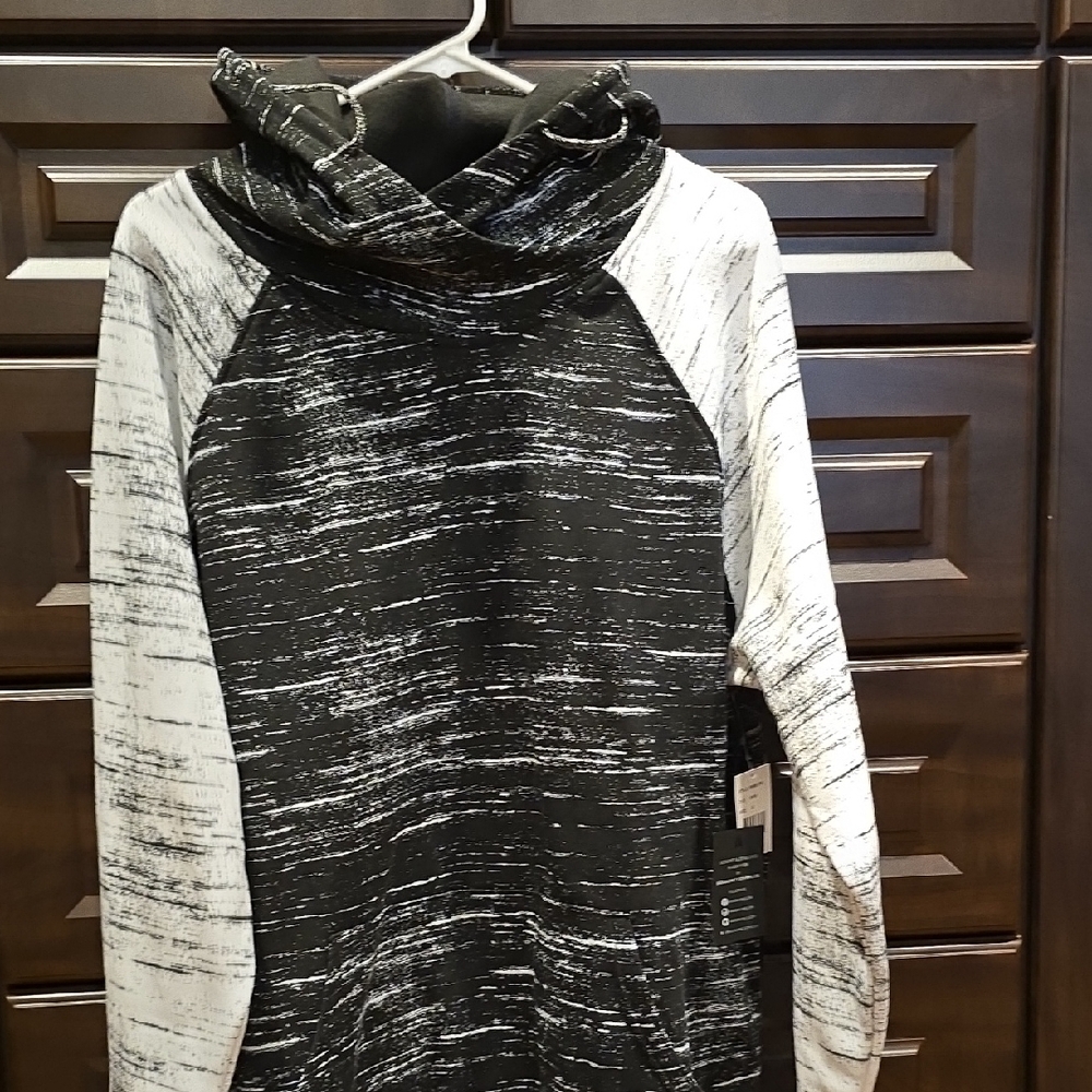 Black and White Hooded Sweatshirt